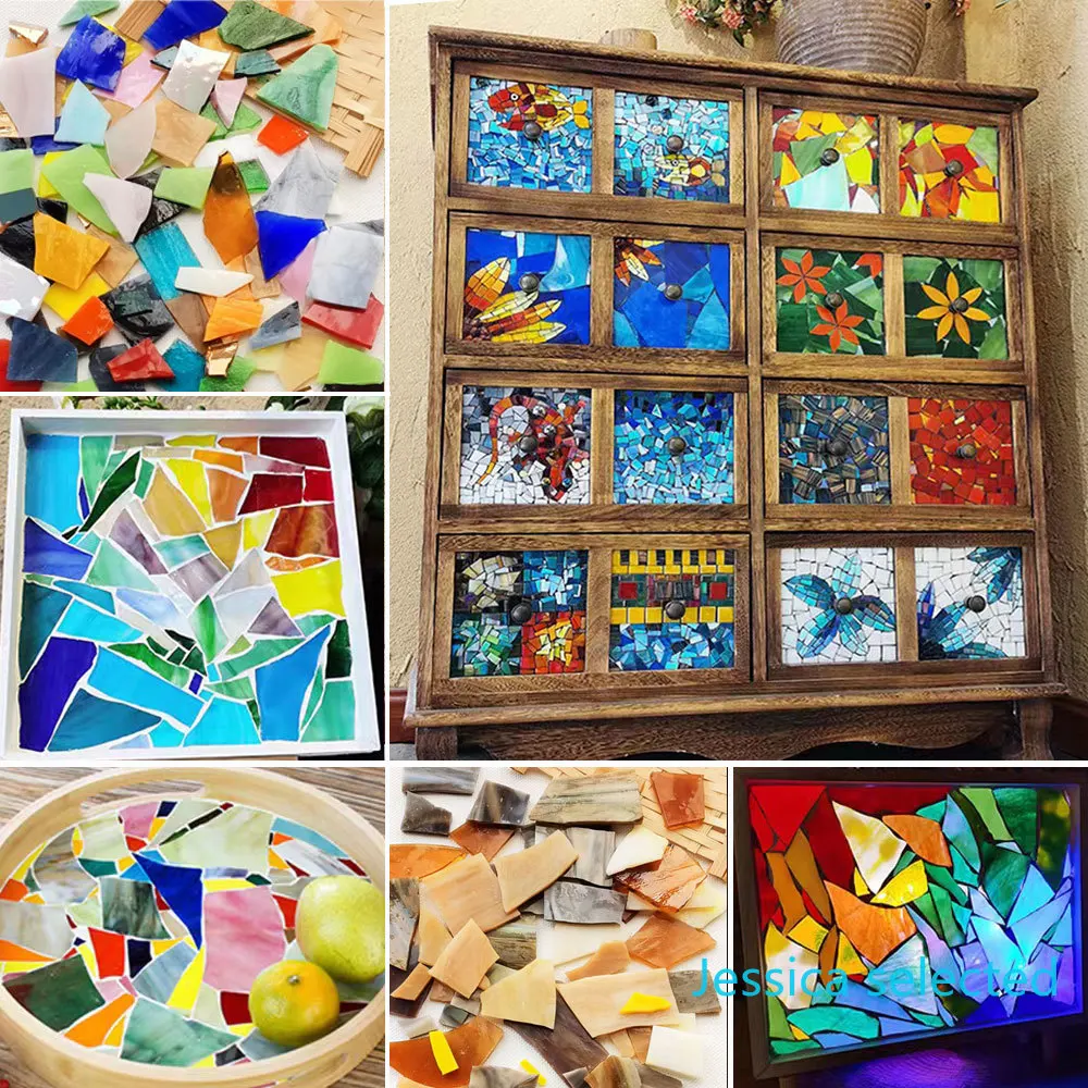 100g/Lot Mosaic Tiles Stained Glass Mosaic DIY Handmade Coaster Mosaic Puzzle Making Art Wall Decoration Supplies Mixed  arte