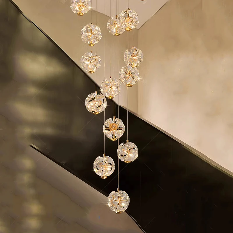 

Modern Home Decoration Crystal Chandelier, Stair Pendant Lamp, Living Room Pendant Lights, Interior Lighting