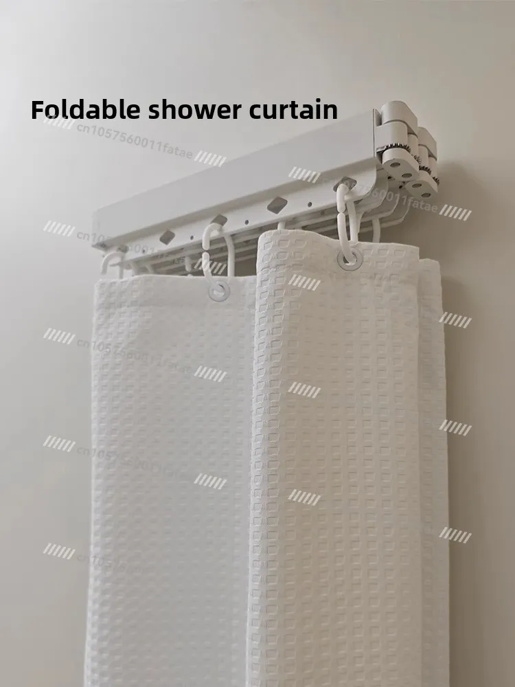 

Folding Shower Curtain Bathroom Bathroom Bathroom Free Punching Wet and Dry Separation Partition Pull Curtain High-grade