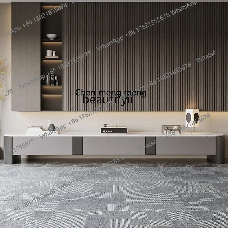 

X C Stone Plate Coffee Table TV Combination Modern round Tempered Glass Tea Table Living Room Tea Table