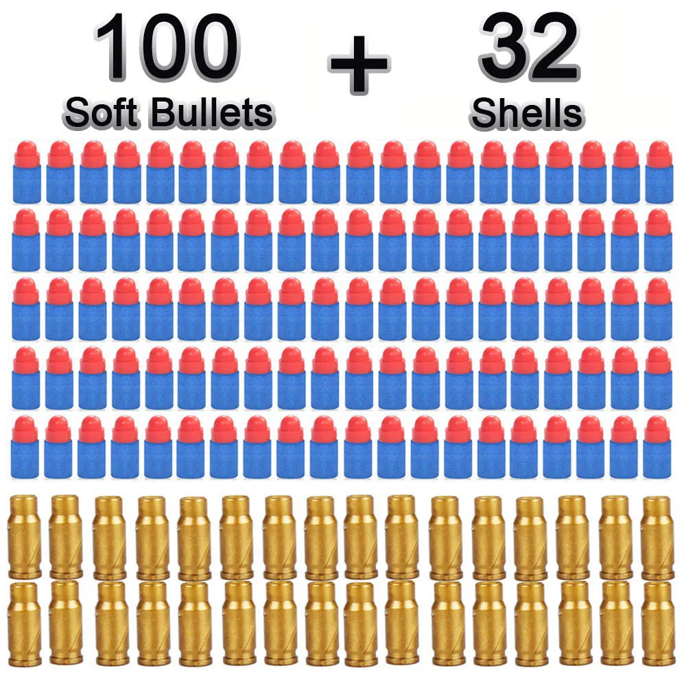 Toy Gun Pistol Accessories 32 Shells + 40 Soft EVA Bullets Shooting Games Toy For Boy Kids