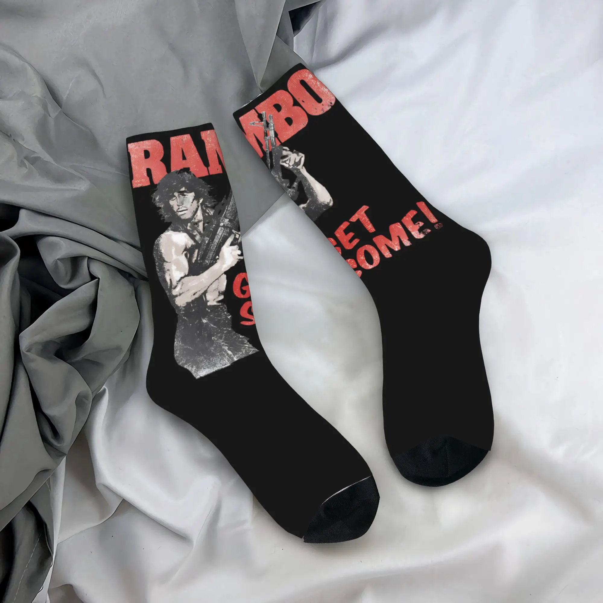 

John Rambo Movie Socks Autumn Stockings Funny Women Men Warm Soft Socks Graphic Running Non-Slip Socks