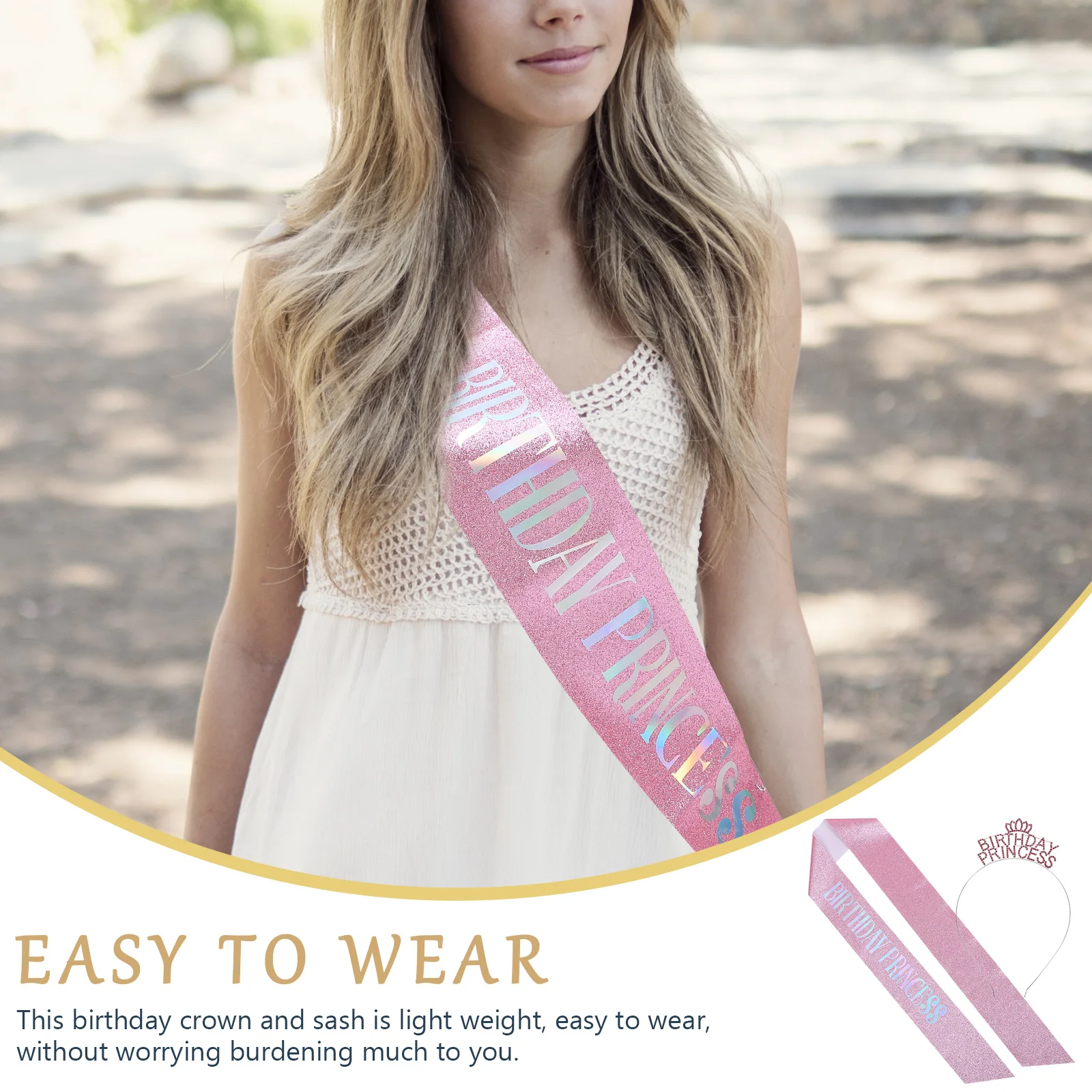 

Crown Headband for Women Birthday Party Rhinestone Sash Girls Costume Sparkling Headdress Stage Accessories
