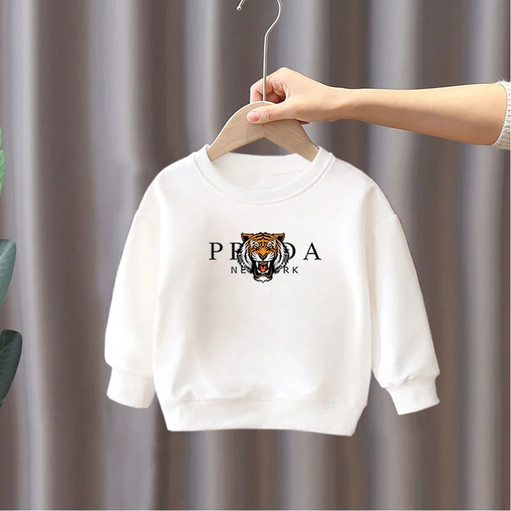 Tiger Print Baby Pullover Sweatshirt Autumn Winter Children Cotton Sweater Long Sleeve Boys Girl Fashion Kid Top