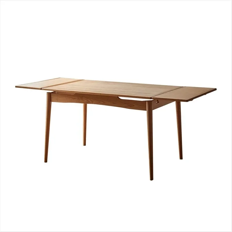 

Retractable dining table Rectangle cherry wood Japanese folding dining table and chair combination Pull-out table