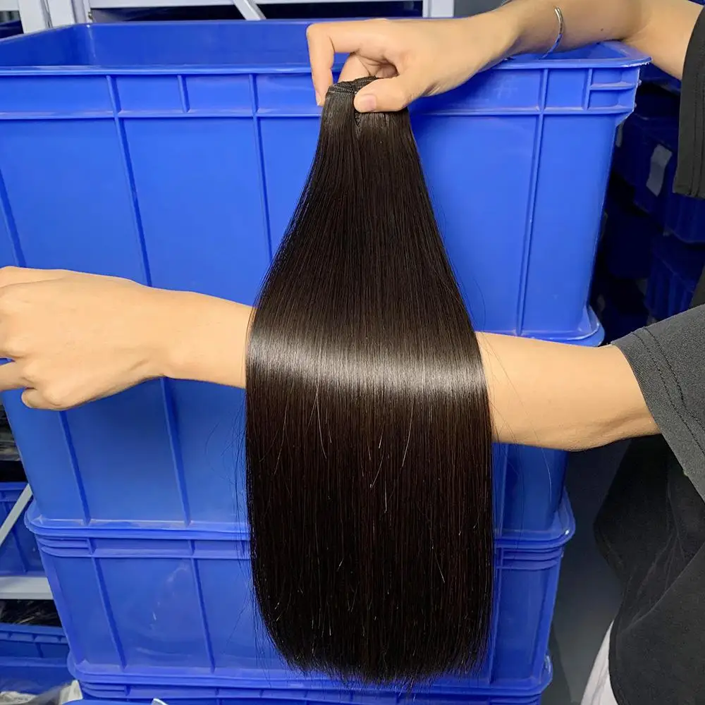 Esty 4-24 Inci SDD Bone Straight Human Hair Extensions Rambut Asli Hitam Alami 100% Rambut Manusia Tanpa Proses Bundel Rambut Manusia