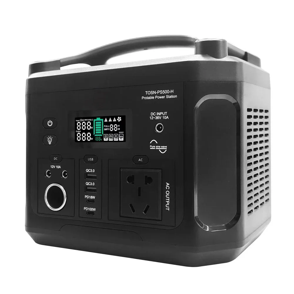 

Portable Travel Mobile Source 12V 24V 500W Powerstation Emergency Outdoor Power Supply For Camping