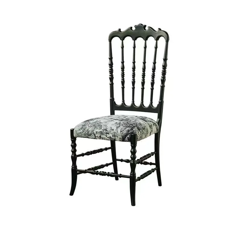 

French Napoleon Chair Home Dining Chair Retro Soft Bag Back Chair Medieval Carving European Dining Light Luxury High-end