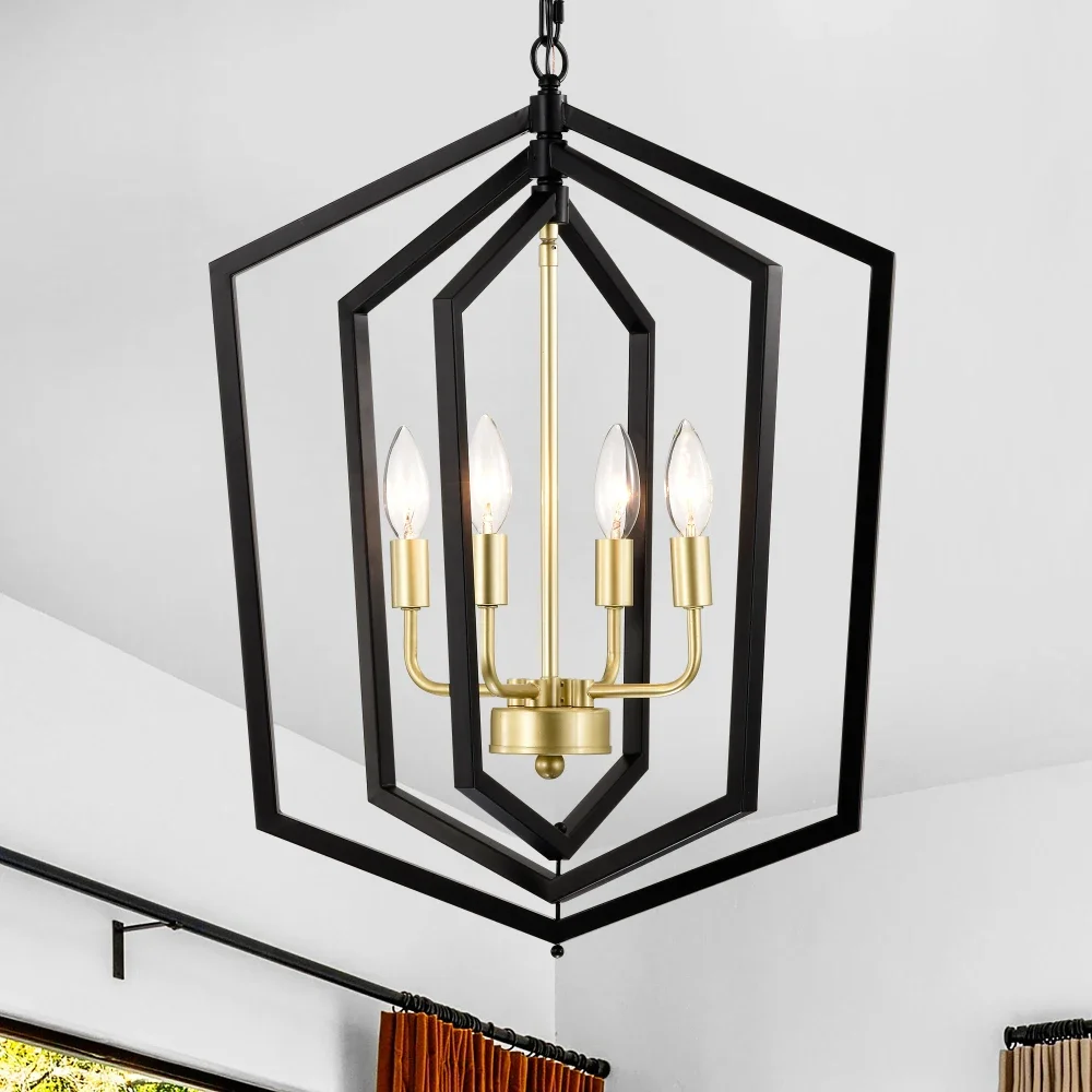 Modern Metal Industrial  Chandeliers for Farmhouse Entryway Living Room 4-Light Kitchen Chandelier Light Fixture Home Decor