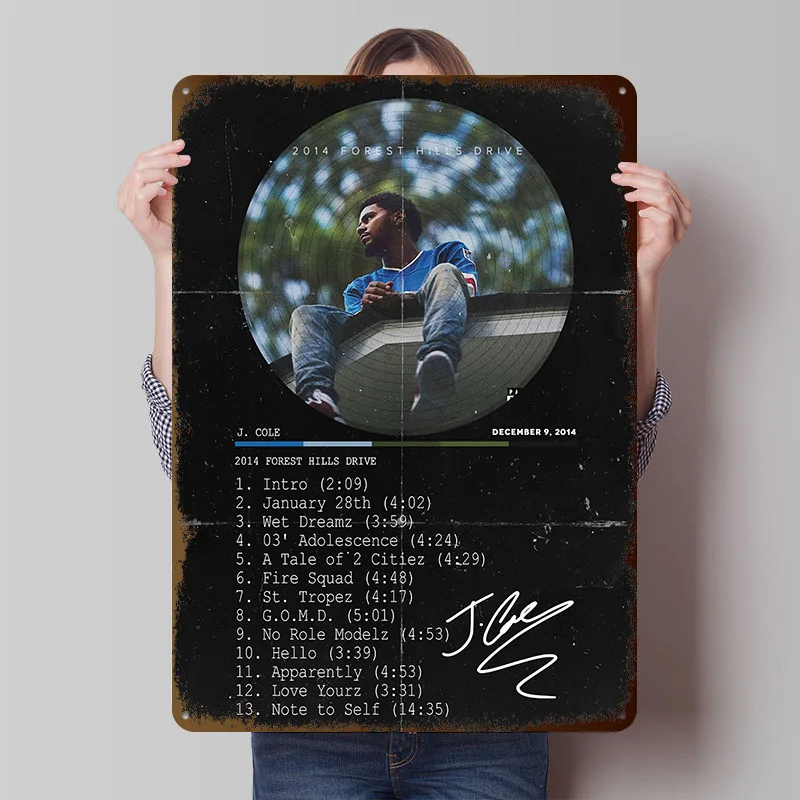 J. Cole Tinplate Posters Customizable Wall Art Retro Vintage Metal Signs for Home Room Mancave Decoration Gaming Wand Deko Cozy
