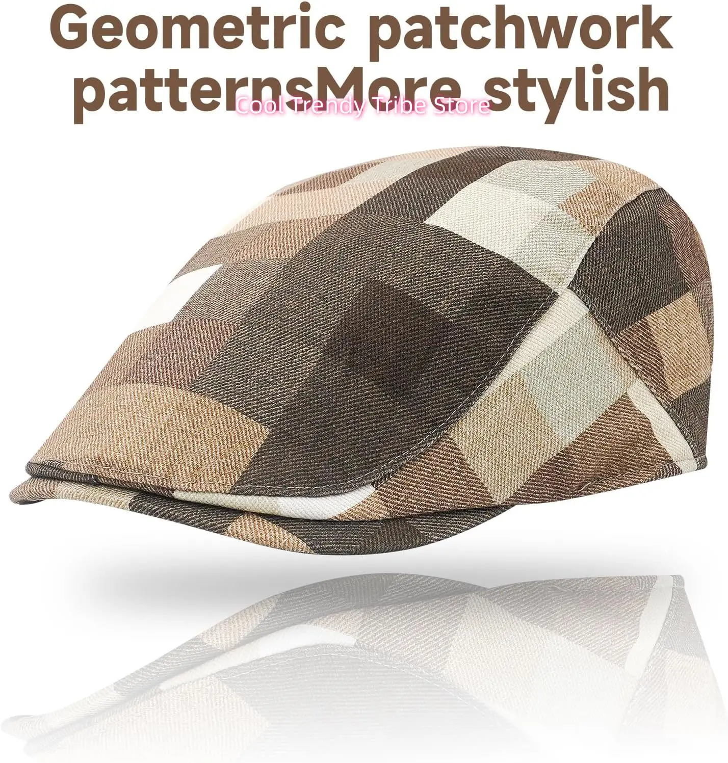 Plaid Newsboy Flat Cap for Men, Cotton Adjustable Ivy Hat | 100% cotton plaid ivy cap with 57-61 cm adjustable fit for driving,
