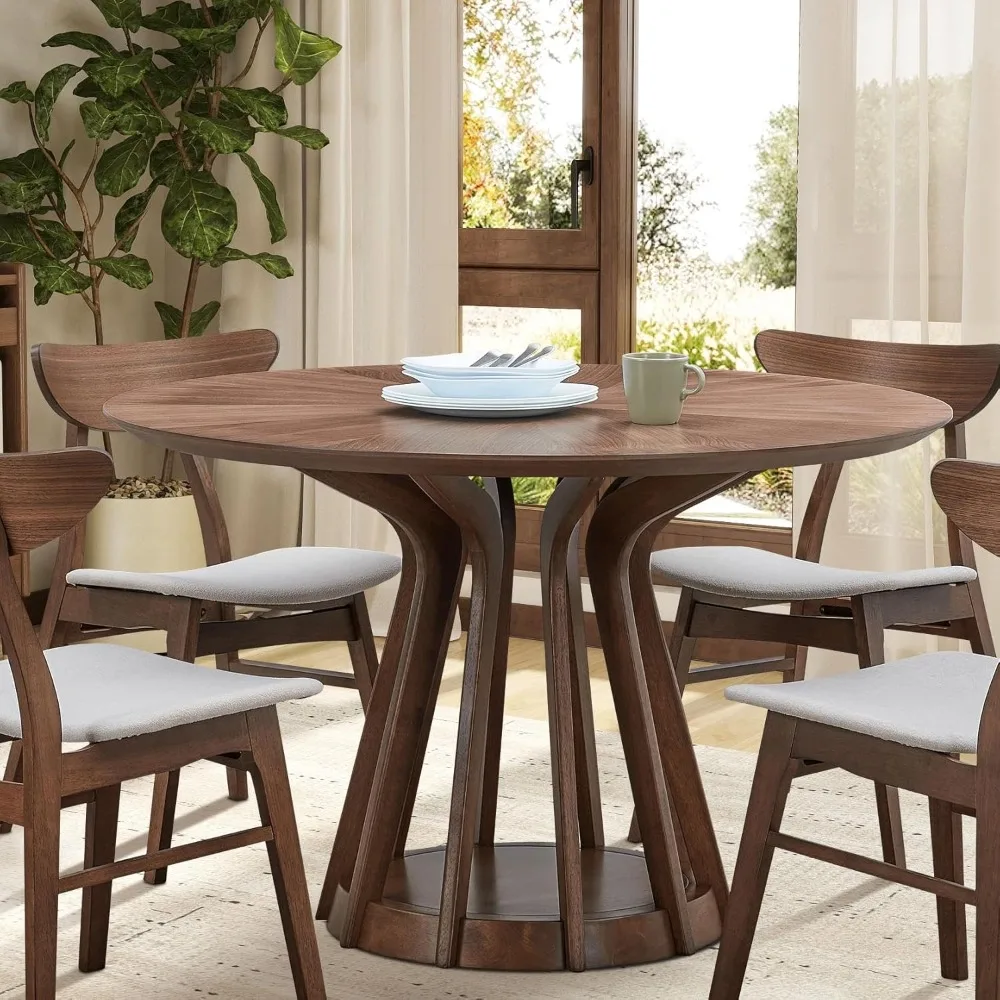 

47.24" Round Dining Table for 4 to 6, Modern Kitchen Table, Circle Dining Room Table Circular Farmhouse Table for Restaurant Liv