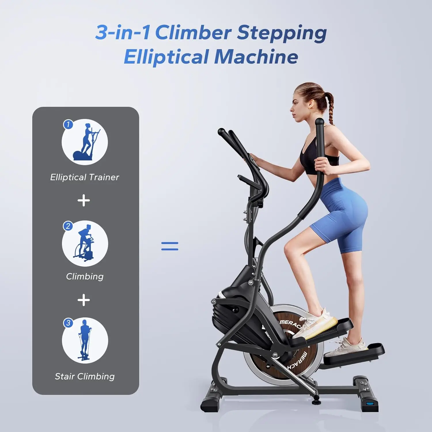 Elliptical Machines for Home, 3 in 1 Cardio Climber Stepping Elliptical Machine with   Compact Elliptical