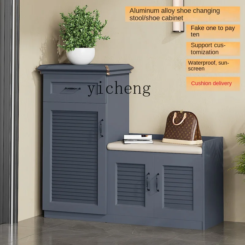 ZC Outdoor Aluminum Alloy Shoe Cabinet Villa Door Balcony Garden Waterproof and Sun Protection Locker