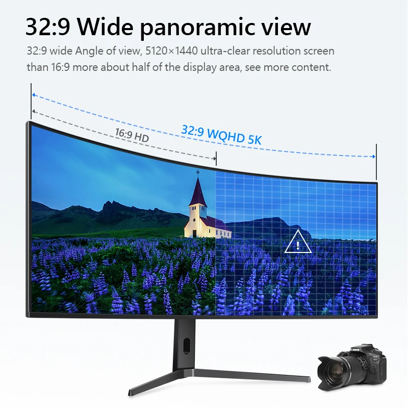 49-inch 5k display curved 32-9 with fish screen clip stock speculation split screen computer NanoIPS screen