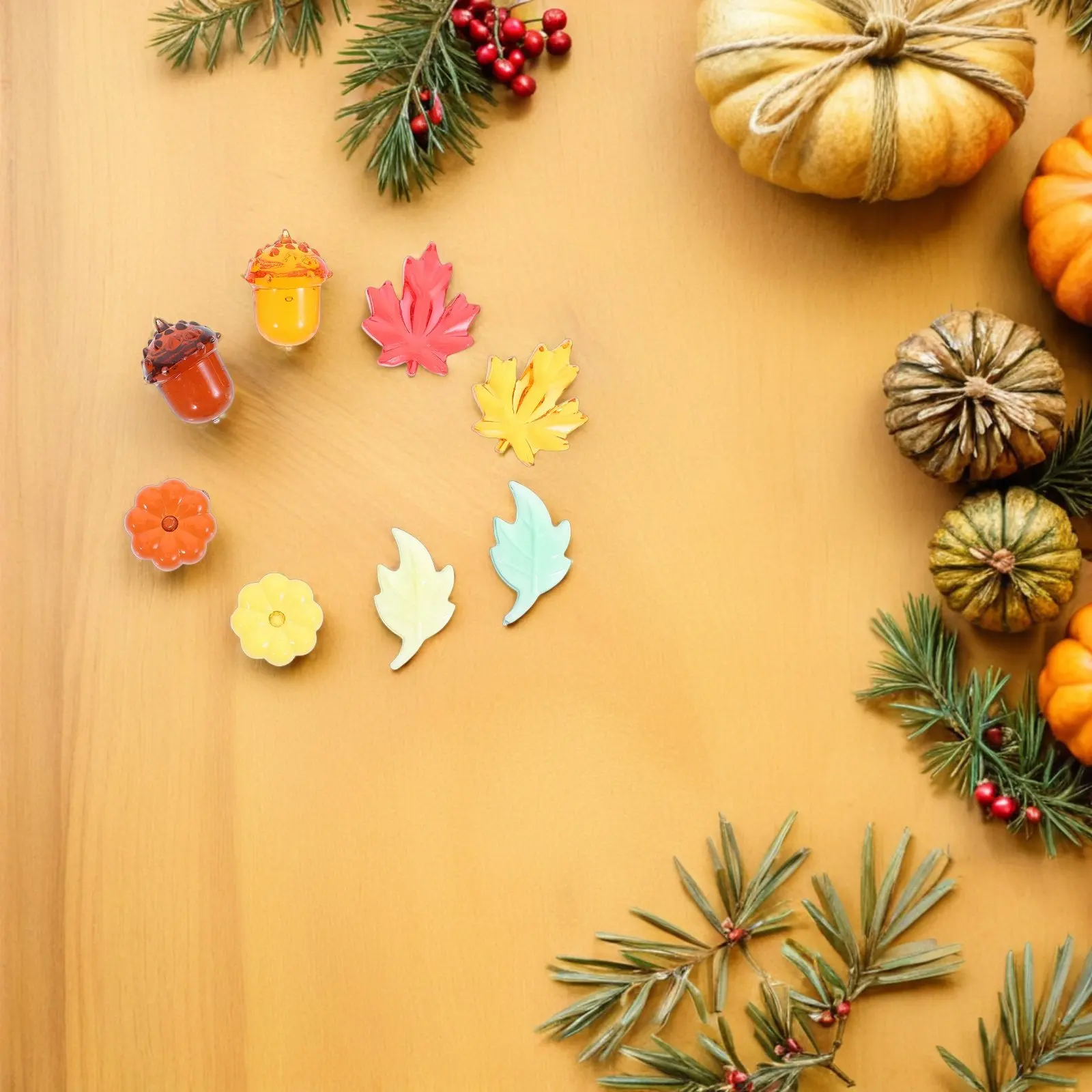 

100 шт. осенних украшений для ваз: мини-тыквы, желуди, кленовые листья. Сезонные центральные элементы для стола, декор для дома на День Благодарения.