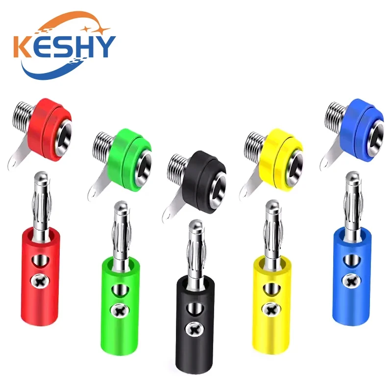 5PCS 4mm Banana Plug Male and Female 4mm Banana Jack Panel Mount Banana Socket Terminal Connector Adapter 5 Color