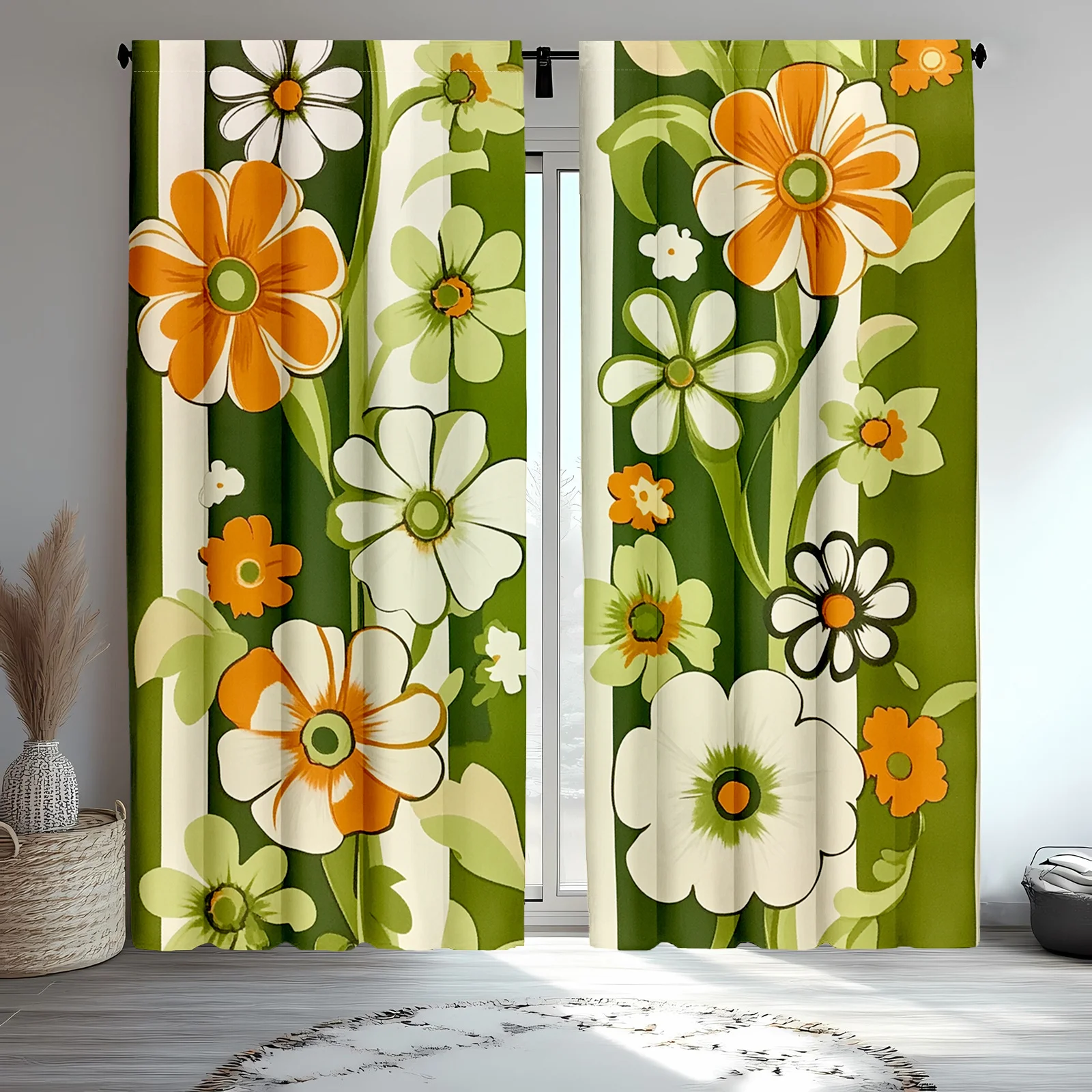 retro Bohemian style pattern curtains with pole design are suitable for bedrooms, offices, kitchens, bathrooms and living rooms