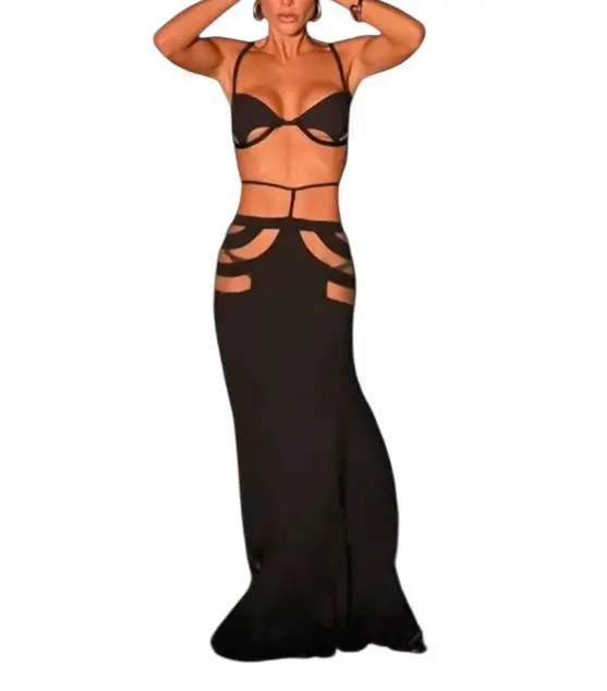 

Women's Fashion Dress 2025 Summer Latest Hot Selling Style Elegant Unique Sexy Hot Girl Slim Fit Hip Hugging Long Skirt Set