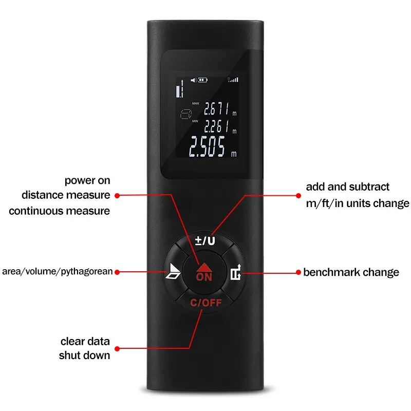 Mini Smart Laser Rangefinder Intelligent 60M Digital Laser Rangefinde Usb Charging Rechargeable Handheld Distance Meter