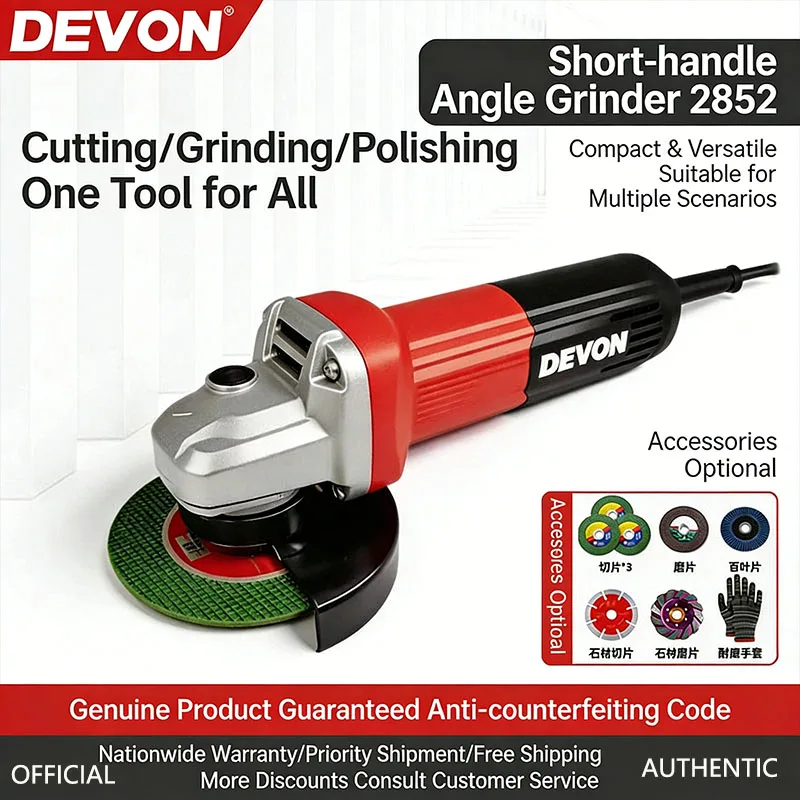 

Devon 2852 Angle Grinder Cutter and Polisher 2828 Compact Grinding Polishing Machine with High Power Power Tools 2835 Grinder