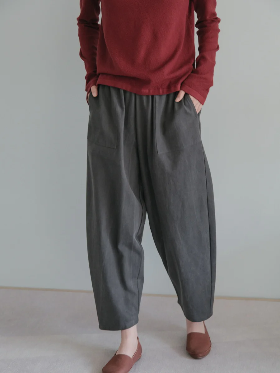 

Брюки Yuanji из плотного хлопка с 3D-кроем, оригинальные повседневные брюки-чинос для женщин