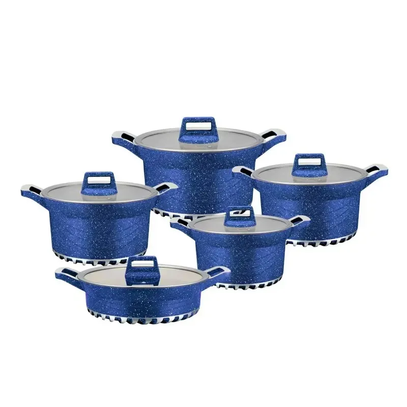 Wholesale Aluminum Outdoor Camping Kitchen Smart Ceramic Granite Cauldron Set Non-Stick Marble Cookware
