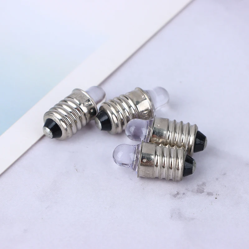 2Pieces E10 Led Flashlight Bulb DC 3V 6V Instrument Bulb Indicator Lamp Replacement Torch Bulb Bike Lamp Warm White/White Light