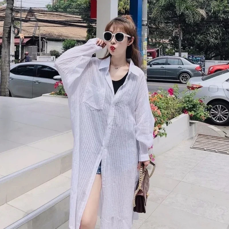 White Shirts for Women Thin Spring Summer Clothing All-match Breathable Casual Girls Beauty Tops Loose Korean Style Solid Design