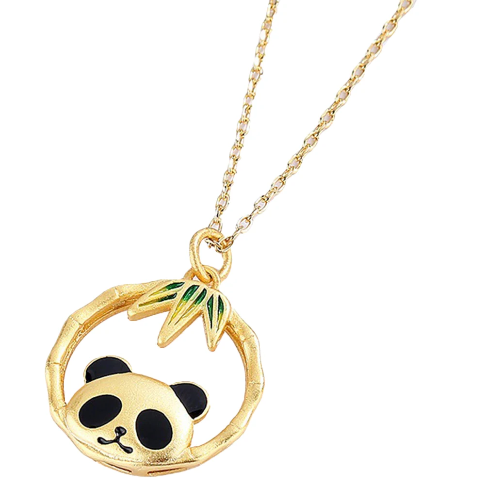 

Panda Necklace for Women Copper Adjustable Pendant Clavicle Chain Metal Jewelry Gift Bright Color Safe Skin Friendly Versatile