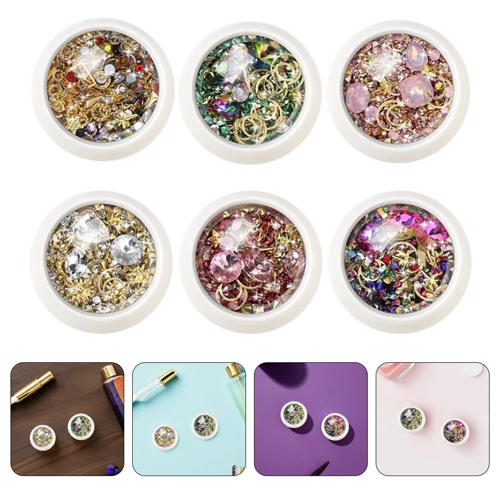 12박스 DIY 네일 참 세트 혼합형 라인스톤 보석 매니큐어 스터드 스팽글 장식품 홈 살롱 네일 아트용 액세서리