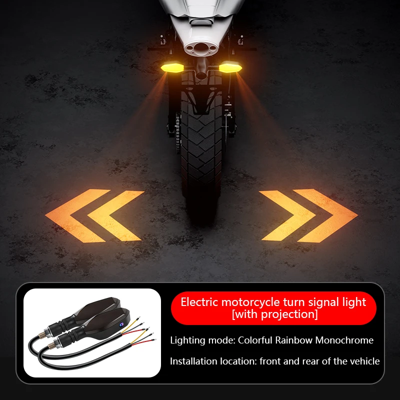 2PCS Universal Motorcycle LED Turn Signal Lamp Color Projection Lamp Sequential Flowing Flash Indicator Lights Running Light