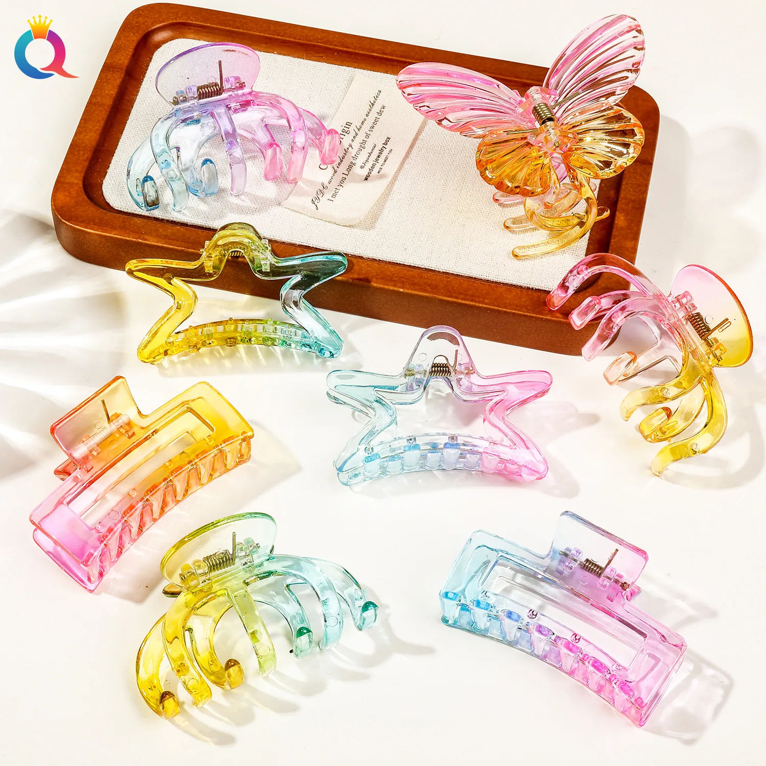 

Transparent gradient Hair Clips Fashion Matte Floral Hairpins Hair Claw Clips Non-Slip Hair Clamps Grab Elegant Hair Accessories