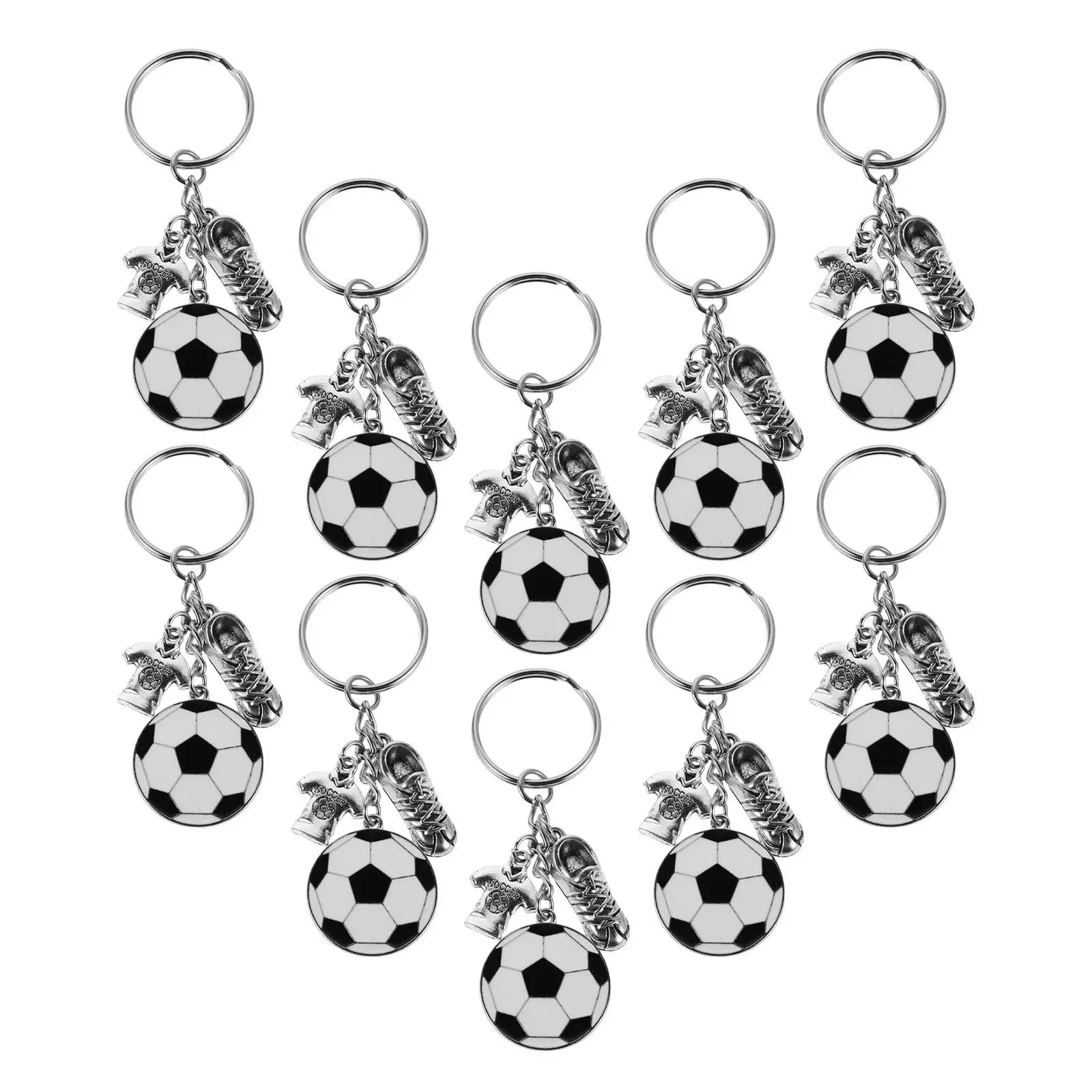 24Pcs Football Keychains Soccer Shoe Pendant Mini Soccer Bag Charm Football Themed Party Souvenir Gift Key Chain