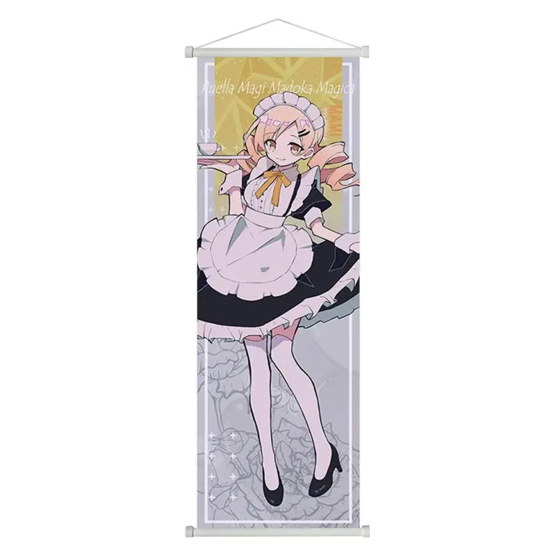VIKAMA Cute Pink Twin Tail Maid Girl Wall Scroll, 6 Designs, Wall Decor for Bedroom Living Room Dorm