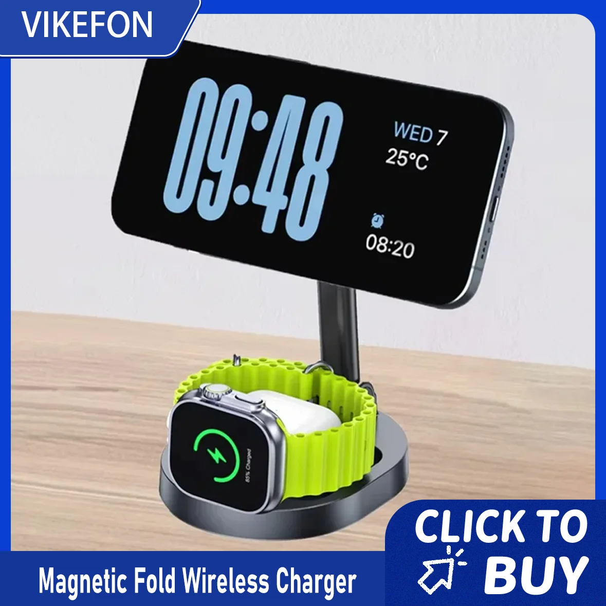 

Магнитная подставка для беспроводного зарядного устройства 2 в 1, подставка для Magsafe iPhone 17 16 15 14 13 Pro Max Apple Watch Airpods, станция быстрой зарядки