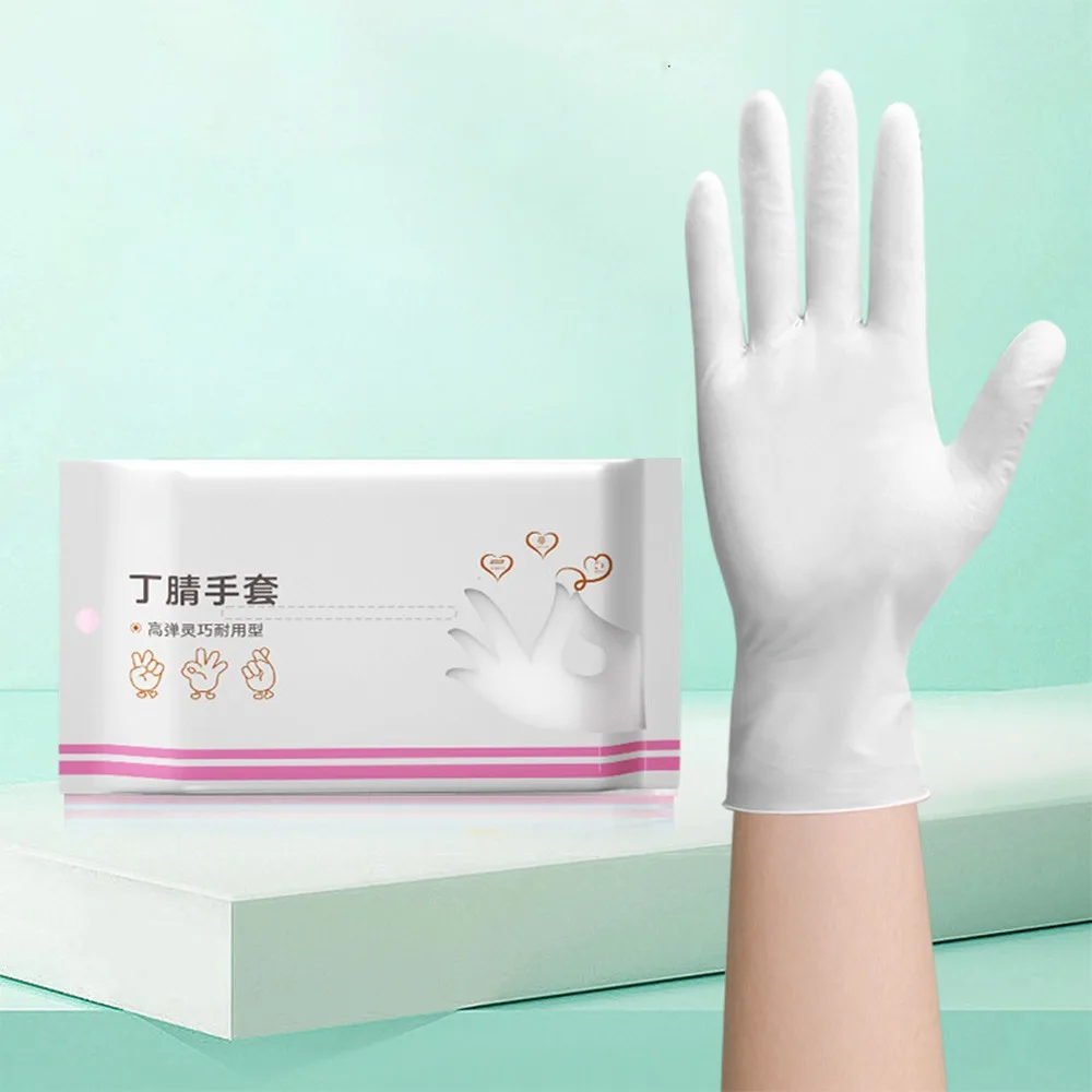 Household Cleaning Beauty Pink Nitrile Gloves Flexible Dishwashing Household Waterproof Gloves Multi-purpose Kitchen Gloves
