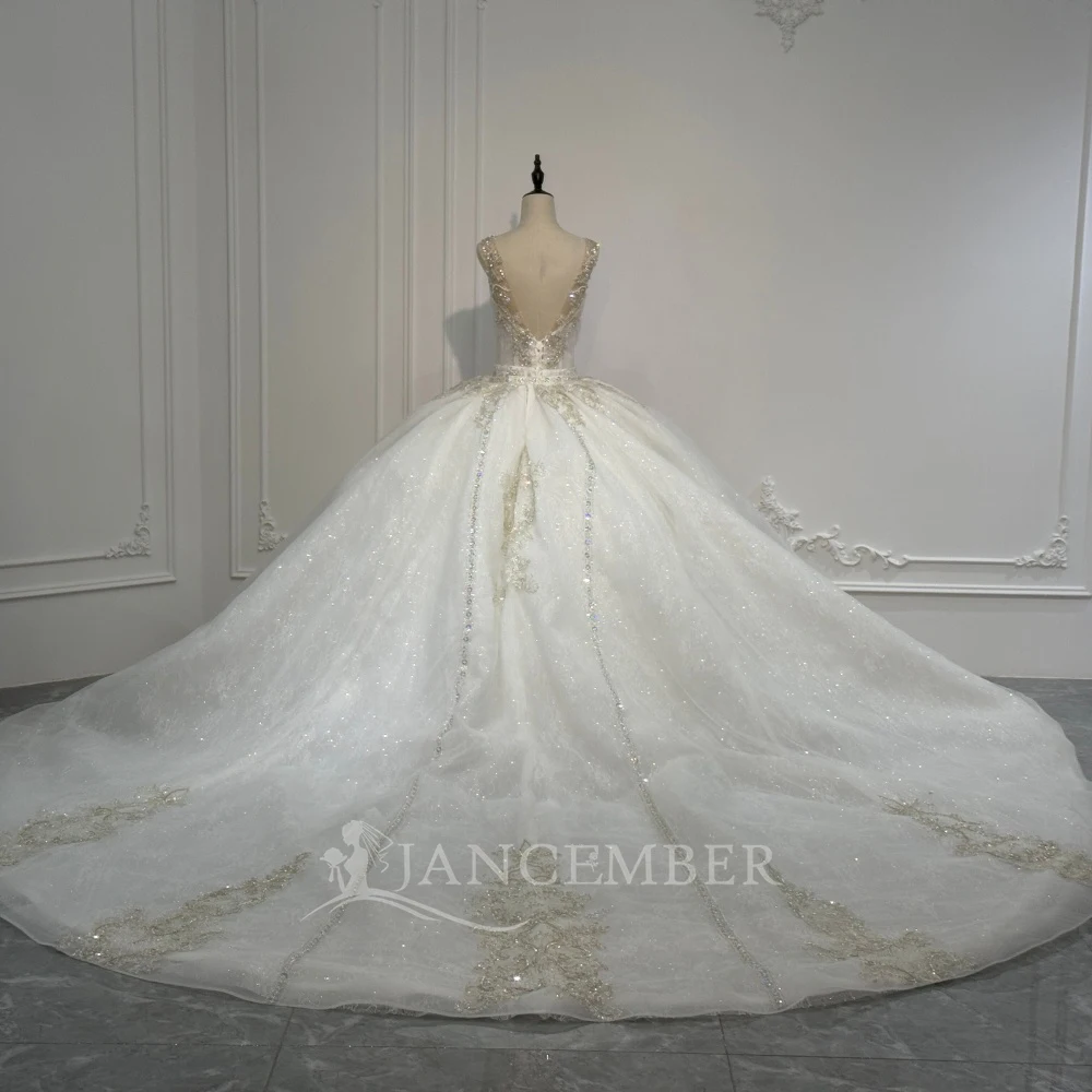 Customized Elegant Spaghetti Straps Vintage Wedding Dresses Scoop Neck Crystal Removable Train Bridal Gowns robe de mariée