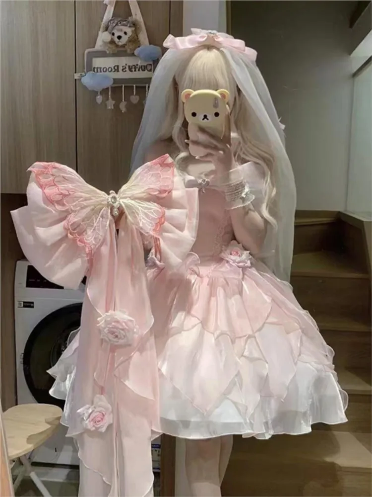 ชุดเดรสวันนักเรียนไหล่เดียวนางฟ้าดอกไม้เล็กๆ