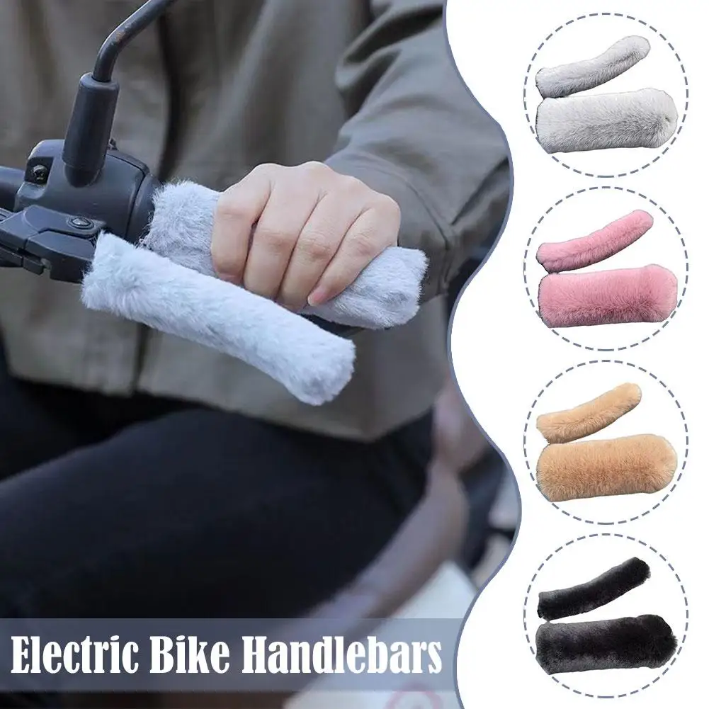 Simulated Plush Grip Glove Motorcycle Handle Cover For Winter Thick Warm Handle Gloves Covers Universal Scooters Hand Warme Y8Y6