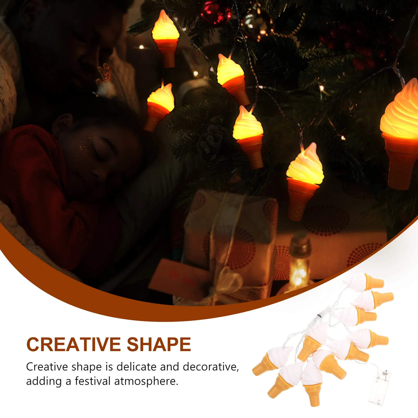 

1Set Ice Cream LED Light String High Brightness Low Power Consumption Creative Decorative Lamp for Bedroom Birthday Party