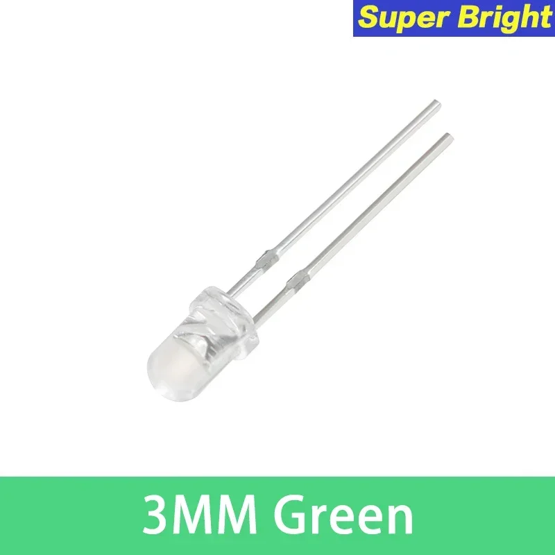 50 uds/100 Uds 3MM diodo LED transparente F3 Super brillante azul verde naranja rojo amarillo blanco emisor de luz