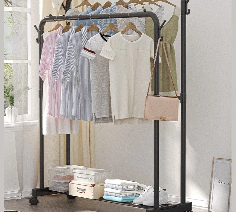 Floor-to-ceiling hanger clothing store dormitory bedroom hanging clothes rack indoor drying rack movable multi-functional