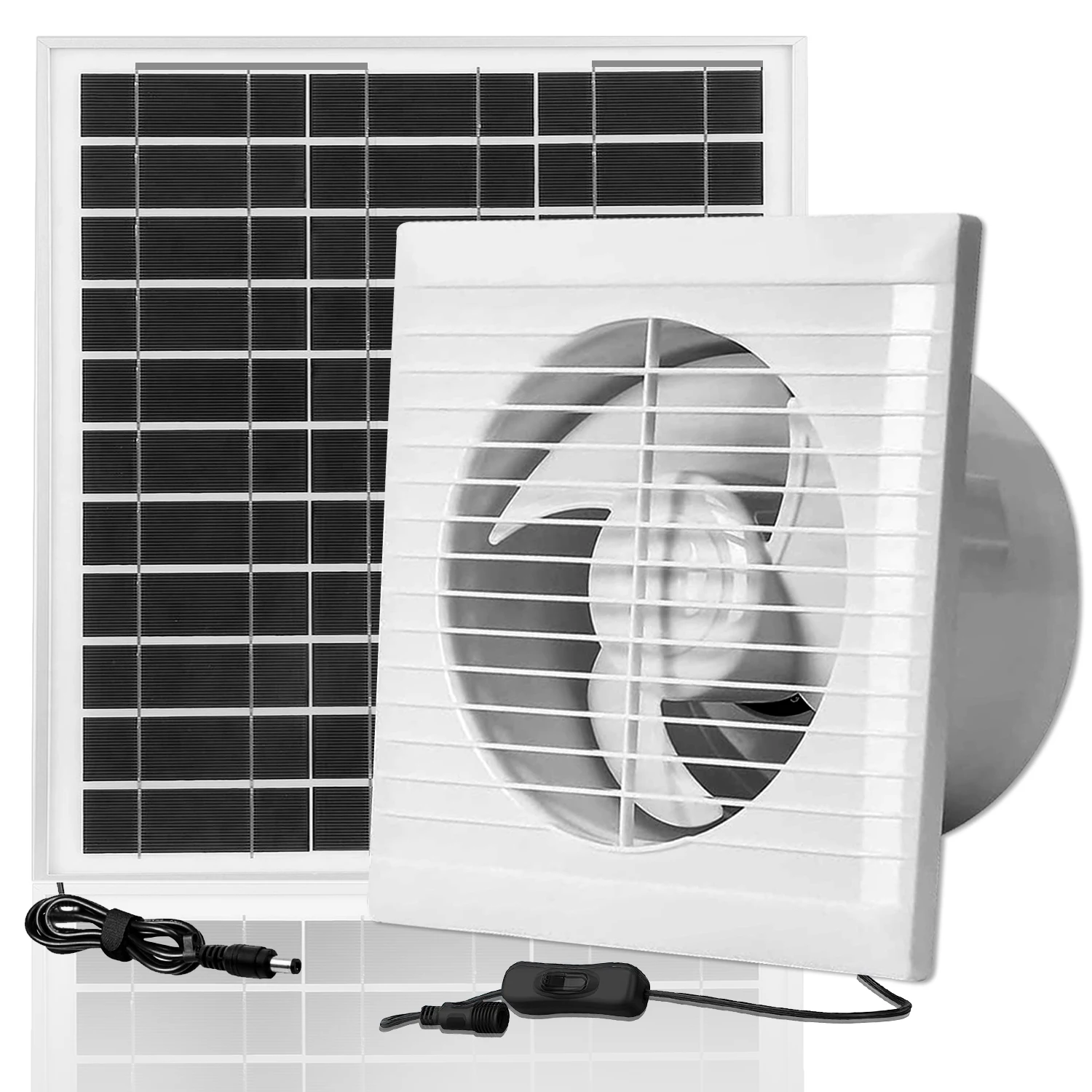 8inch Solar circular hole 12V-17W solarpanel ventilation exhaust fan Wall kitchen exhaust fan Pet house chicken coop cooling fan