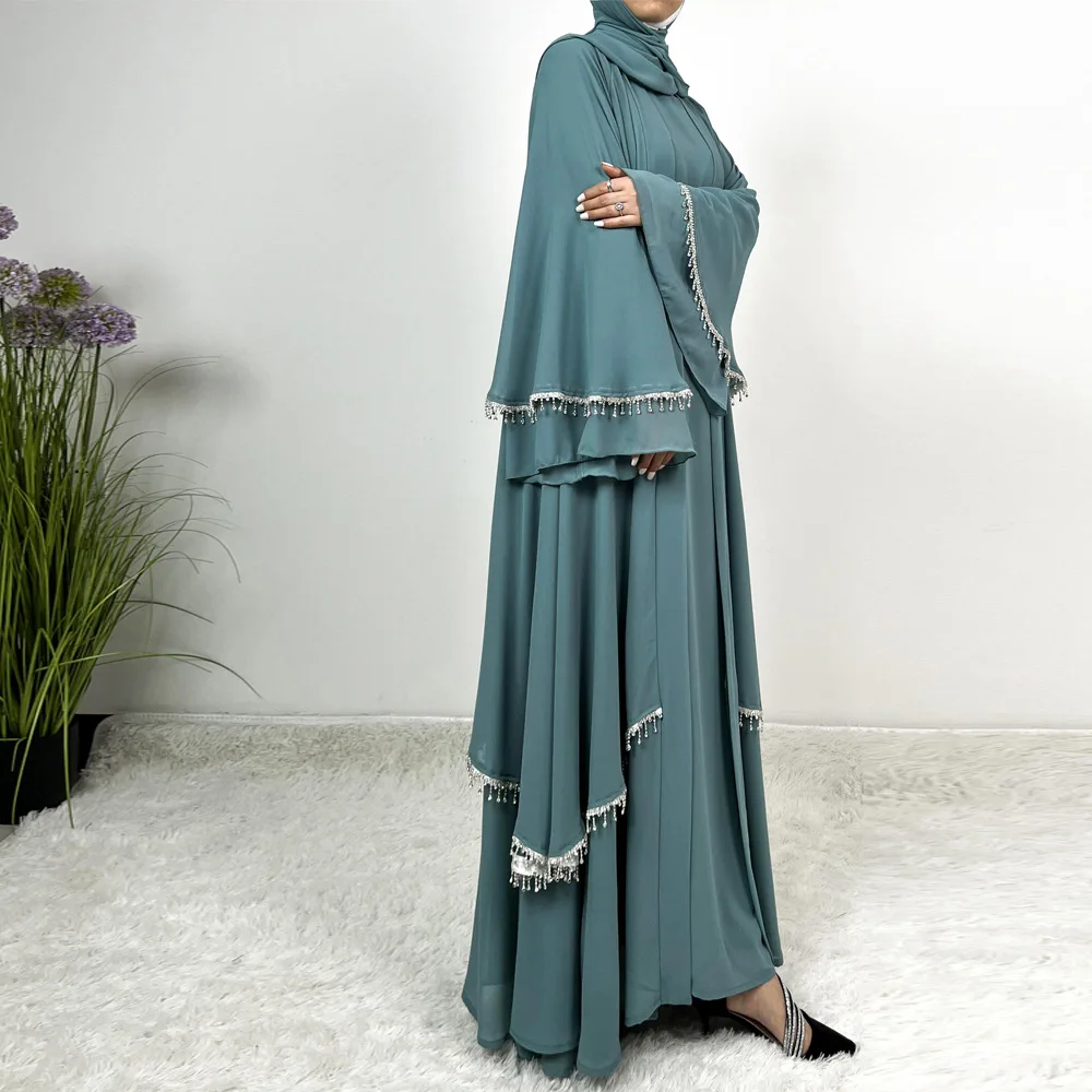 

Dubai Abayas Muslim Set Robe Two Piece Open Abaya for Women Cardigan Dress Eid Ramadan Islam Clothing Kebaya Kimono Luxury Suits