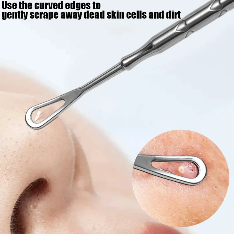 Aiguille d'acné en acier inoxydable, pour éliminer les points noirs et presser les boutons, dissolvant de points noirs, outil Popper, soins de la peau, 1/4 pièces