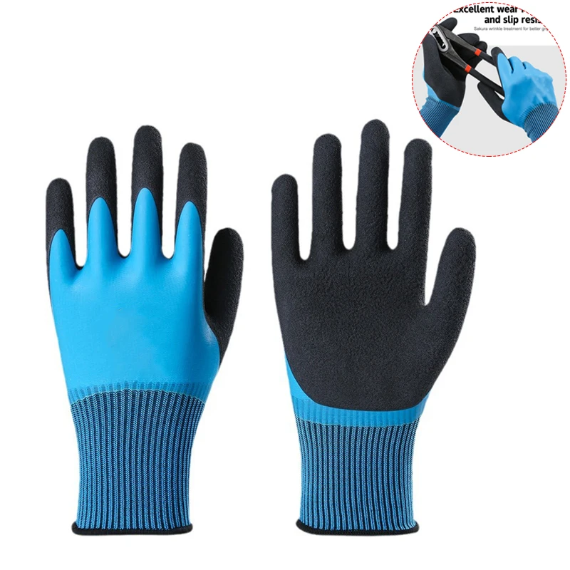 

1 Pair Of Waterproof Gloves Water Grip Hanwoo Gloves Latex Full Coating Anti-skid Plain Wash Car Wash Garden Prevention Oil