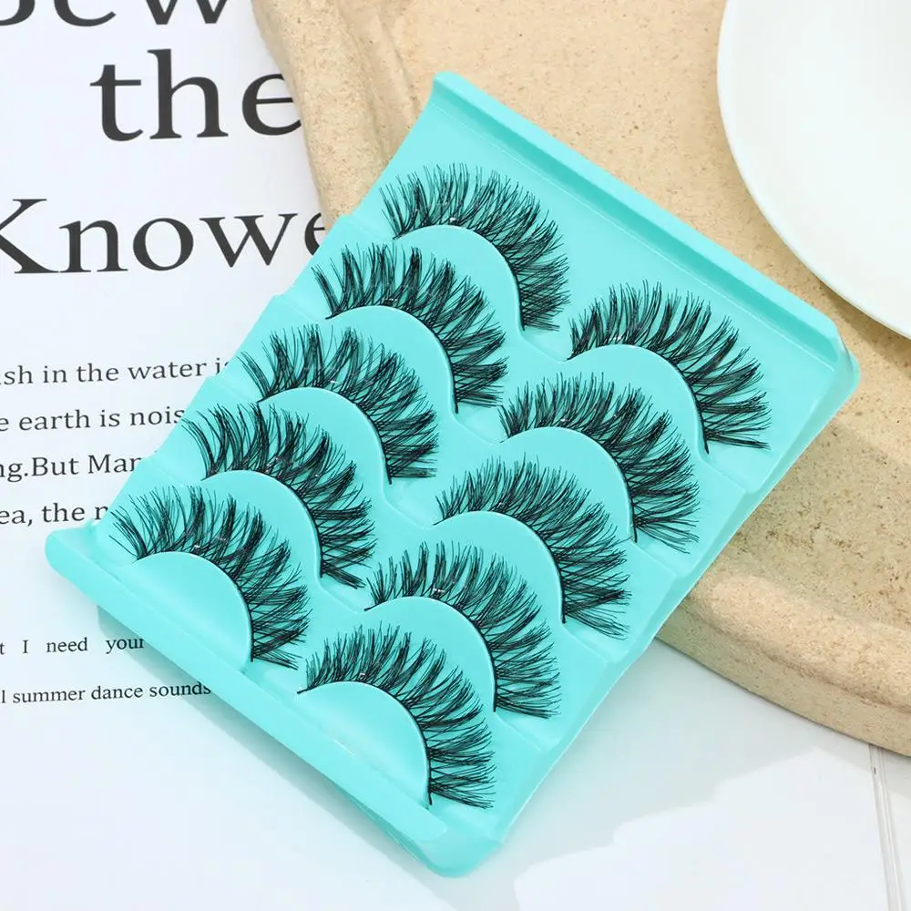 5 Pairs Long Black Handmade Cross False Eyelashes Eye Lashes Makeup Extension