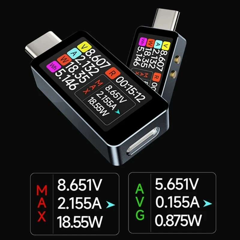 New Portable USB Type C Tester With Real Time Voltages And Current Readout For Battery Performances Analysis