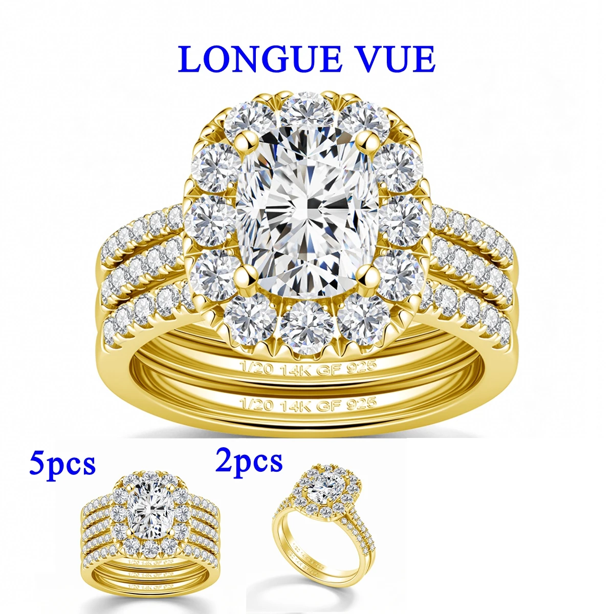 Trendy Women Rings with Brilliant 3CT Moissanite Luxury Engagement Rings 14K Gold Filled Wedding Party Bridal Jewelry
